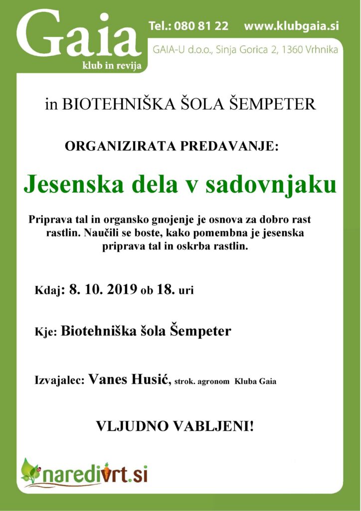 Jesenska dela v sadovnjaku (predavanje)