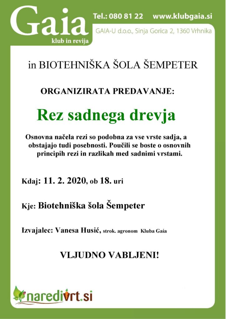 Predavanje o rezu sadnega drevja, 11. 2.