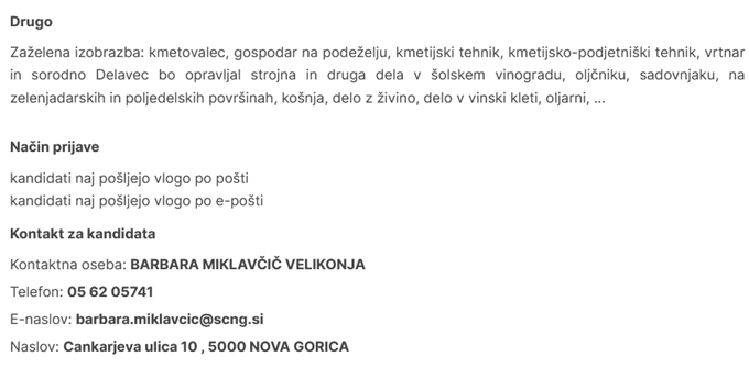 Razpis za delovno mesto 2025