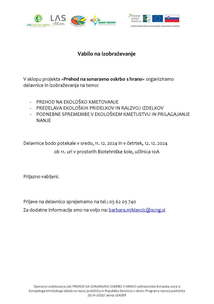 Vabilo na delavnice