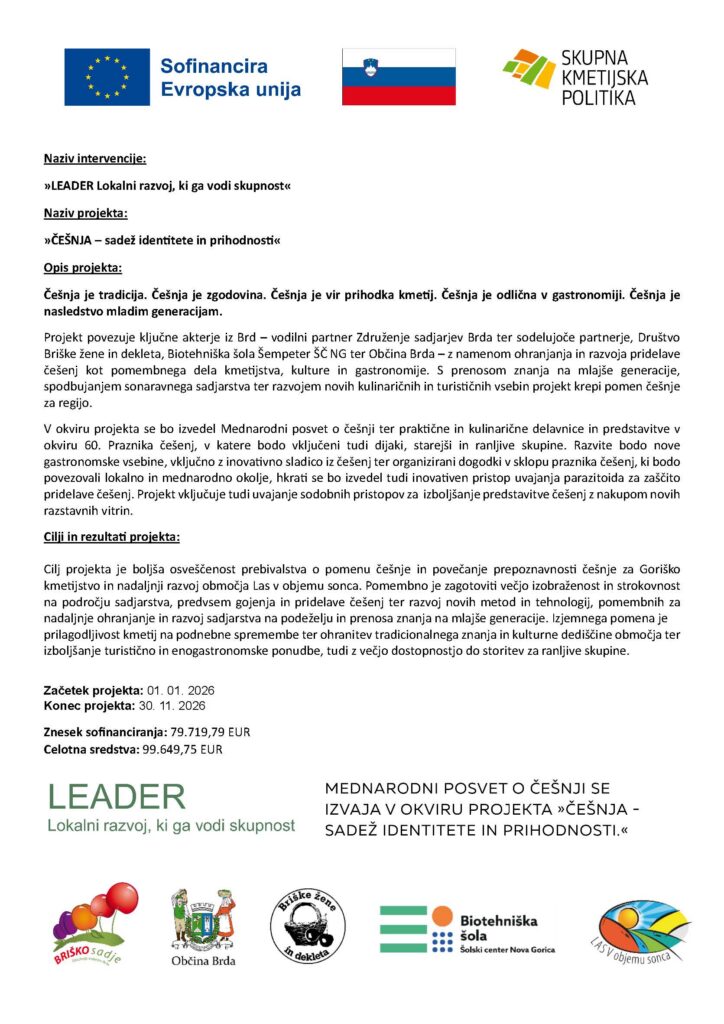ČEŠNJA – sadež identitete in prihodnosti